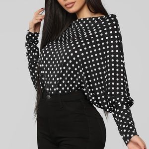 Fashion Nova polka dot boatneck top